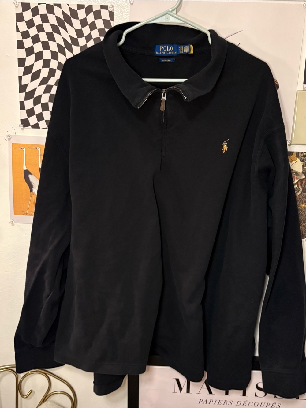 Polo Ralph Lauren Estate Rib Black Quarter-Zip Pullover Men’s 4XB